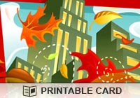 Seasons City Leaves Blowing Ecard