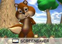 Cartoon Chipmunk and Acorns Screen Saver