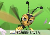 Cartoon Bee and Flowers Screen Saver