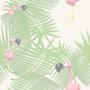 Animals and People Pink Flamingo in Palms Tiled Background