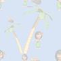 Animals and People Hawaiian Hola Girl and Palms Tiled Background