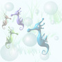 Animals and People Seahorse and Bubbles Tiled Background