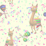 Animals and People Llama Party Tiled Background