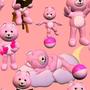 Animals and People Pink Teddy Bears Tiled Background